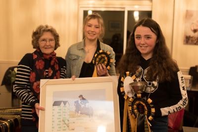 Sue Ferris (Junior Academy) presents awards to Jessica Luker and Lucy James